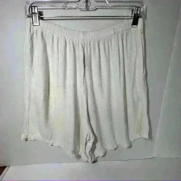 JAY PETERS Made In USA Womens 100% Rayon White Chino Short Sz L Comfy Relax - Picture 4 of 11
